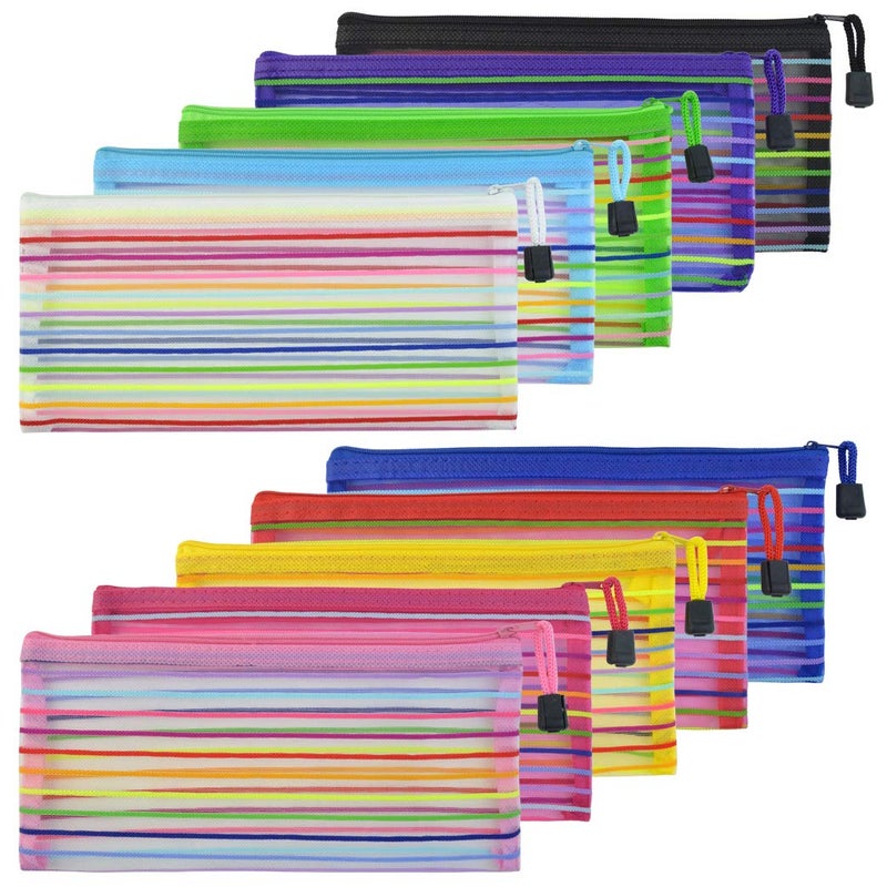 Tayfremn 30pcs Mesh Zipper Pouch B6 Net Zipper Bag Multipurpose Travel Mesh Bag Plastic Colorful Small Pencil Pouches to Storage Cosmetics Stationery Office Supplies,10 Color - Image 2